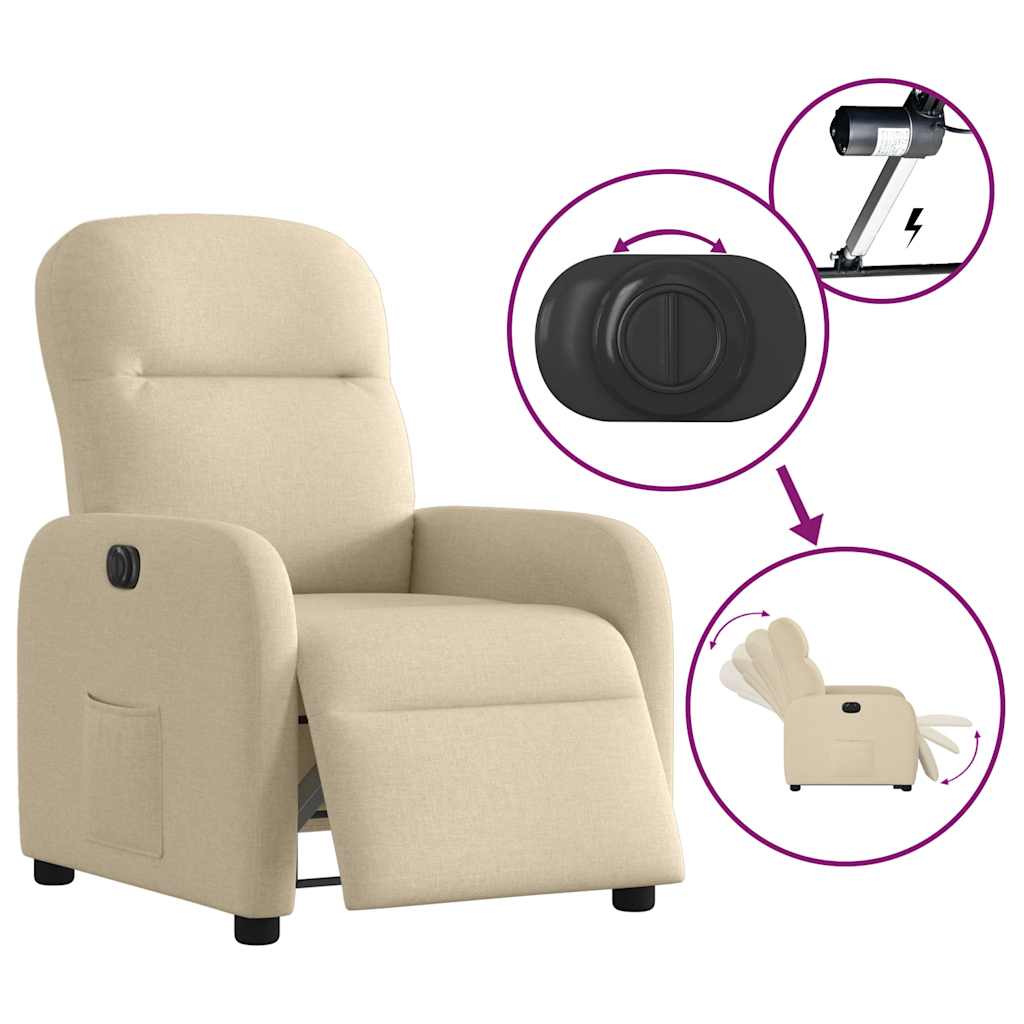 Fauteuil verstelbaar elektrisch stof crèmekleurig is nu te koop bij PeponiXL, paradijselijk wonen!