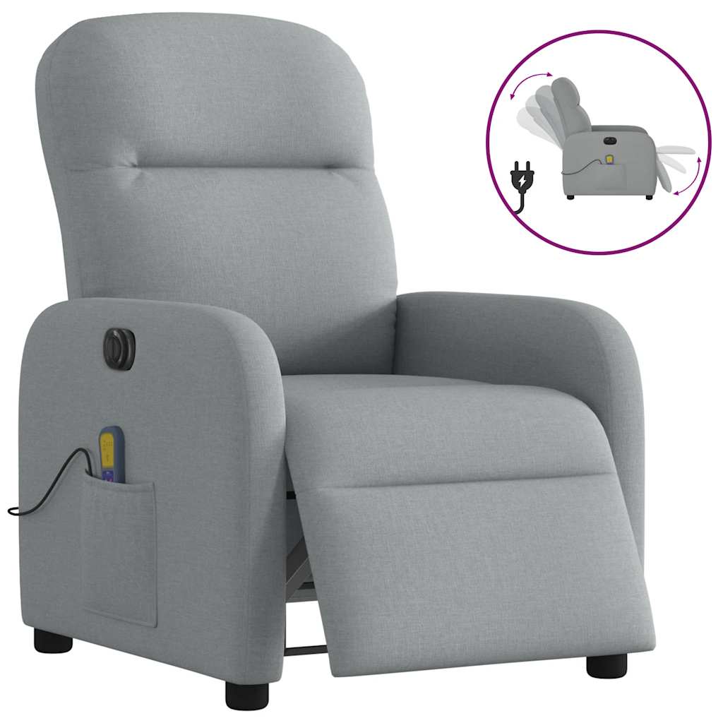 Massagestoel elektrisch verstelbaar stof lichtgrijs is nu te koop bij PeponiXL, paradijselijk wonen!