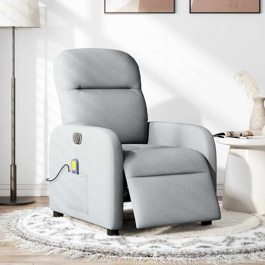 Massagestoel elektrisch verstelbaar stof lichtgrijs is nu te koop bij PeponiXL, paradijselijk wonen!
