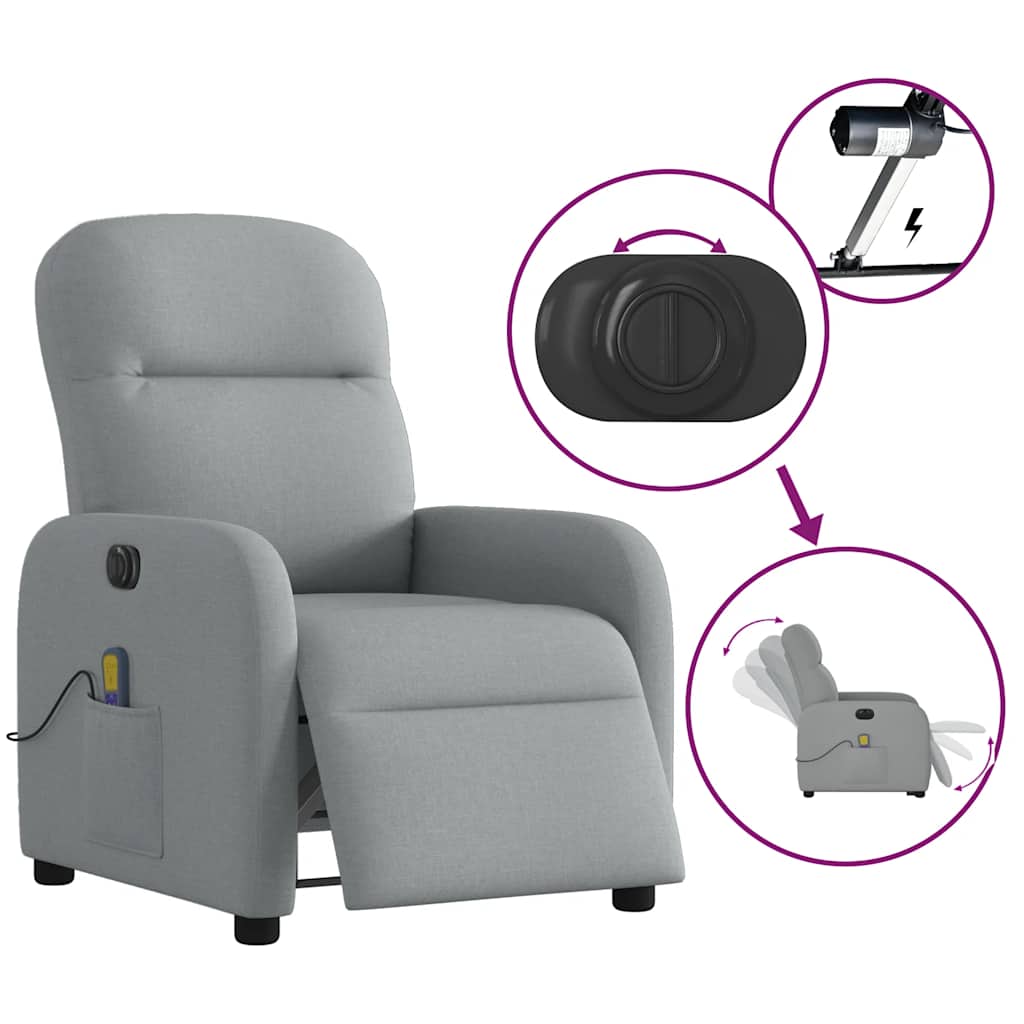 Massagestoel elektrisch verstelbaar stof lichtgrijs is nu te koop bij PeponiXL, paradijselijk wonen!