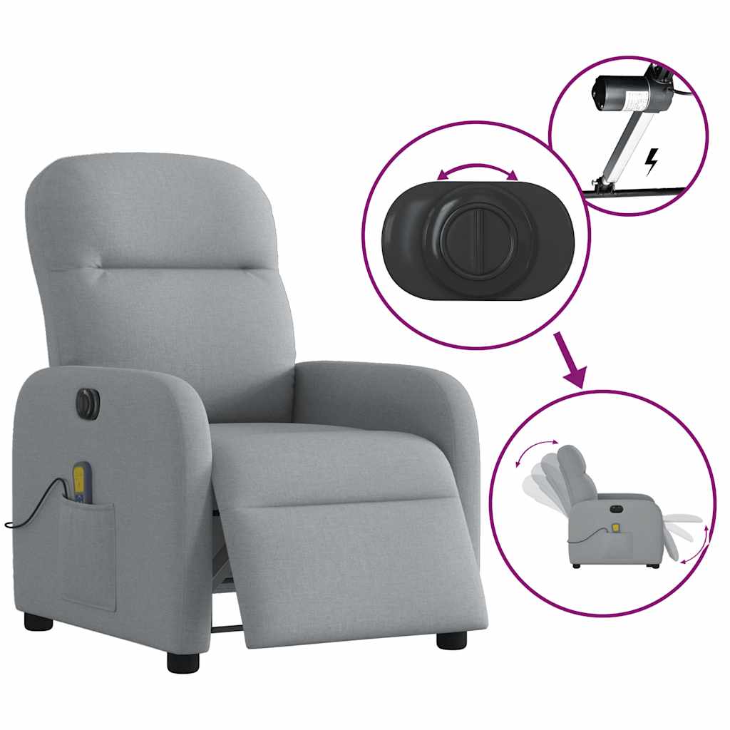 Massagestoel elektrisch verstelbaar stof lichtgrijs is nu te koop bij PeponiXL, paradijselijk wonen!