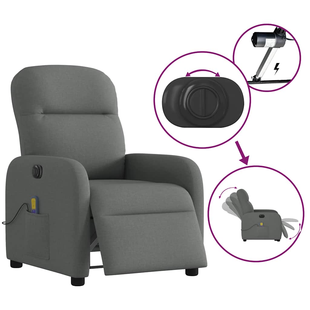 Massagestoel elektrisch verstelbaar stof donkergrijs is nu te koop bij PeponiXL, paradijselijk wonen!