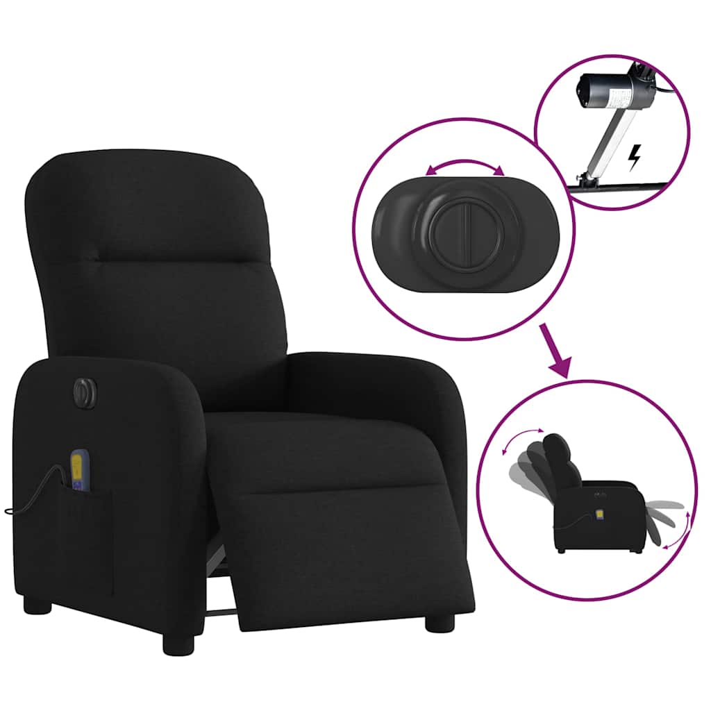 Massagestoel elektrisch verstelbaar stof zwart is nu te koop bij PeponiXL, paradijselijk wonen!