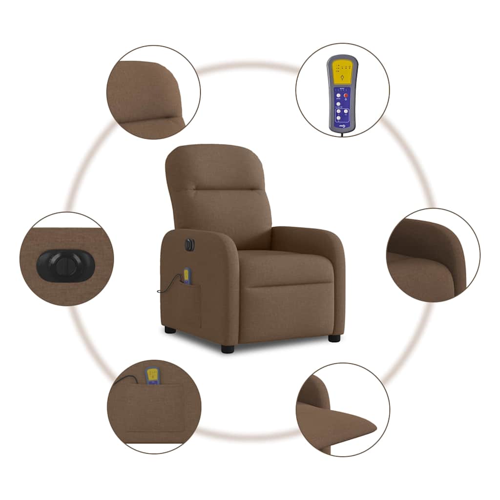 Massagestoel elektrisch verstelbaar stof bruin is nu te koop bij PeponiXL, paradijselijk wonen!