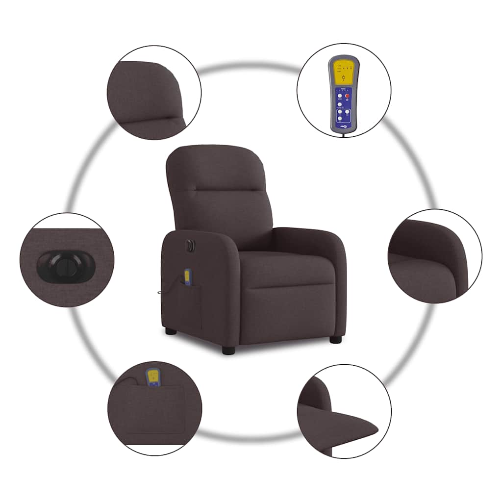 Massagestoel elektrisch verstelbaar stof donkerbruin is nu te koop bij PeponiXL, paradijselijk wonen!
