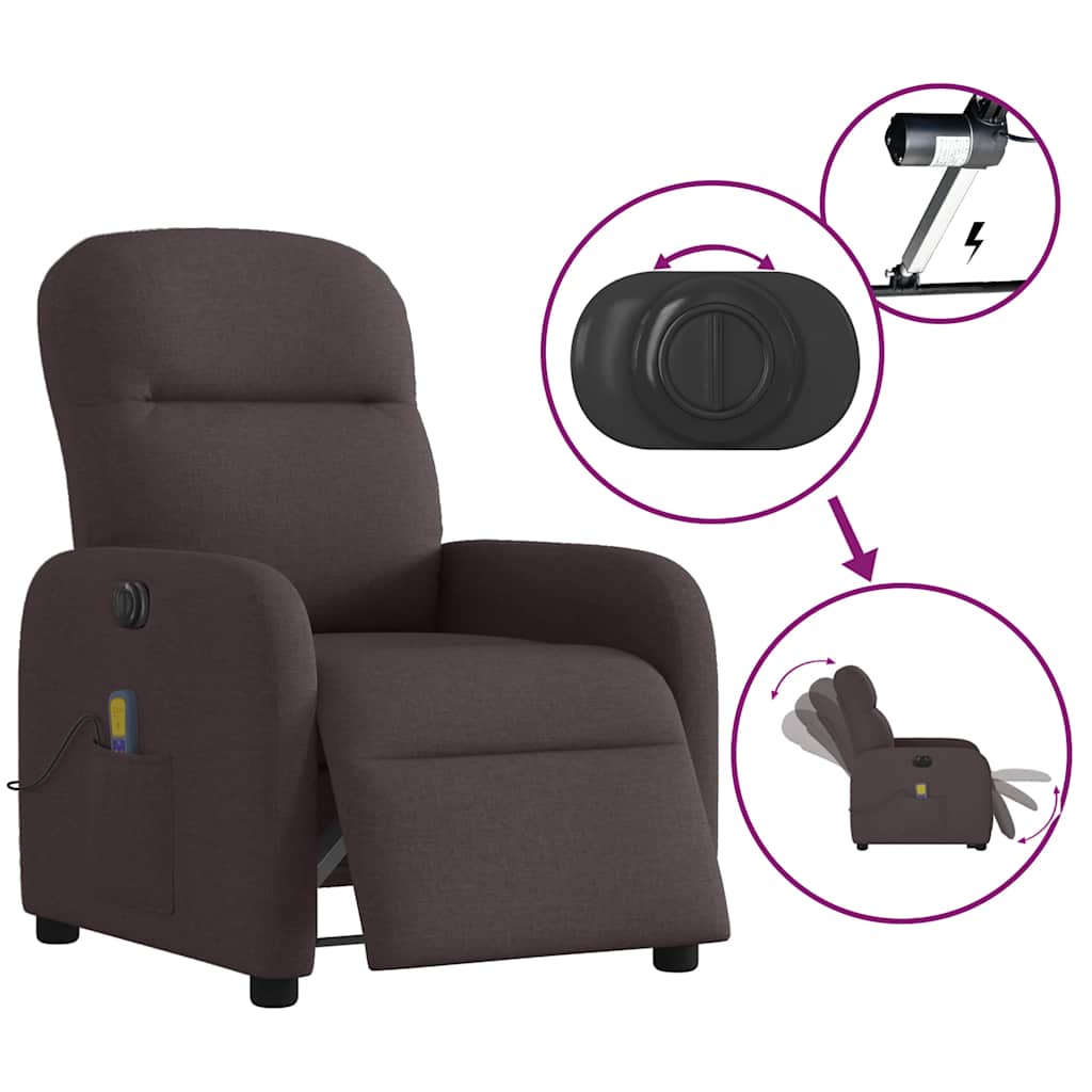 Massagestoel elektrisch verstelbaar stof donkerbruin is nu te koop bij PeponiXL, paradijselijk wonen!