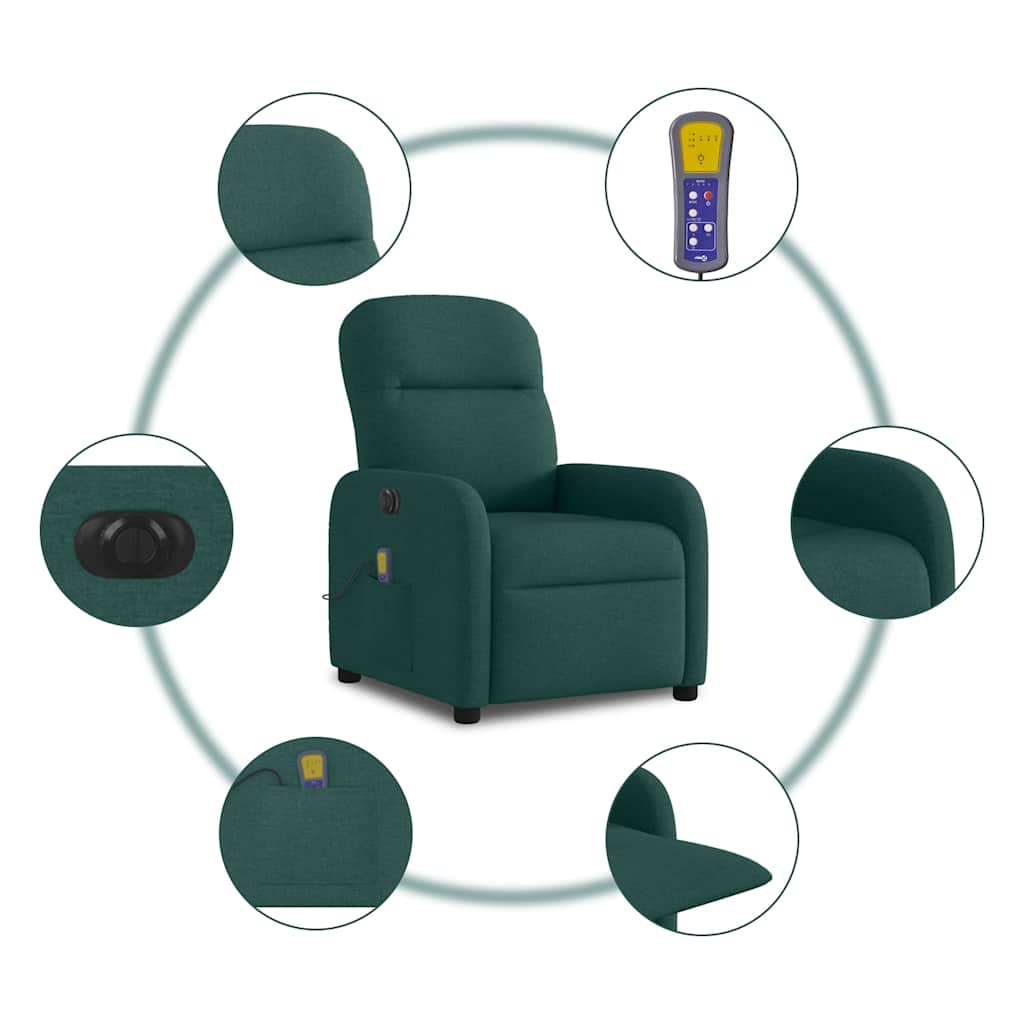 Massagestoel elektrisch verstelbaar stof donkergroen is nu te koop bij PeponiXL, paradijselijk wonen!