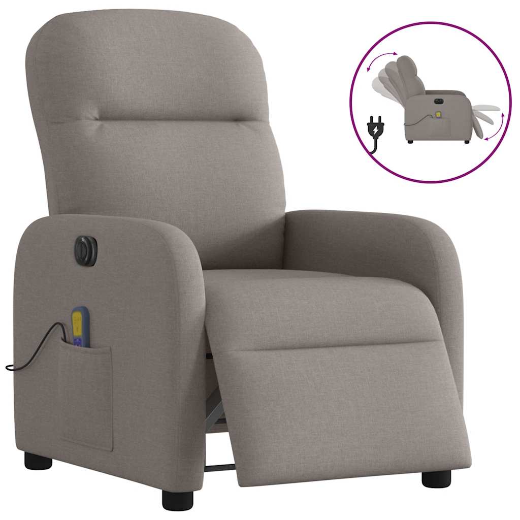Massagestoel elektrisch verstelbaar stof taupe is nu te koop bij PeponiXL, paradijselijk wonen!
