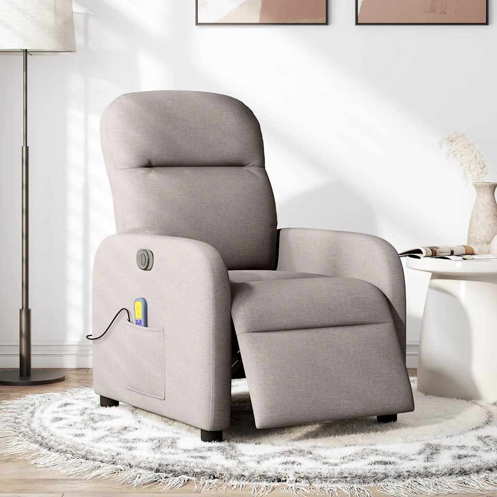 Massagestoel elektrisch verstelbaar stof taupe is nu te koop bij PeponiXL, paradijselijk wonen!