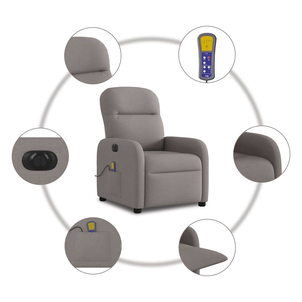 Massagestoel elektrisch verstelbaar stof taupe is nu te koop bij PeponiXL, paradijselijk wonen!