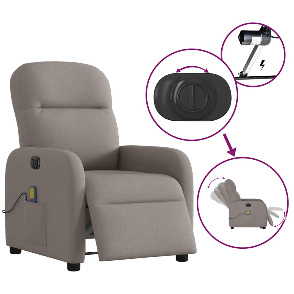 Massagestoel elektrisch verstelbaar stof taupe is nu te koop bij PeponiXL, paradijselijk wonen!