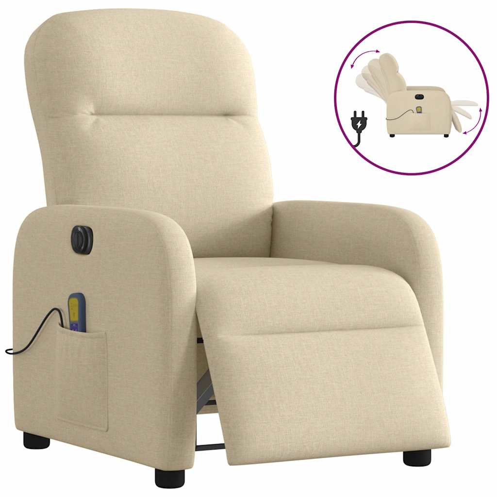 Massagestoel elektrisch verstelbaar stof crèmekleurig is nu te koop bij PeponiXL, paradijselijk wonen!