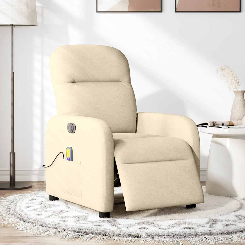 Massagestoel elektrisch verstelbaar stof crèmekleurig is nu te koop bij PeponiXL, paradijselijk wonen!