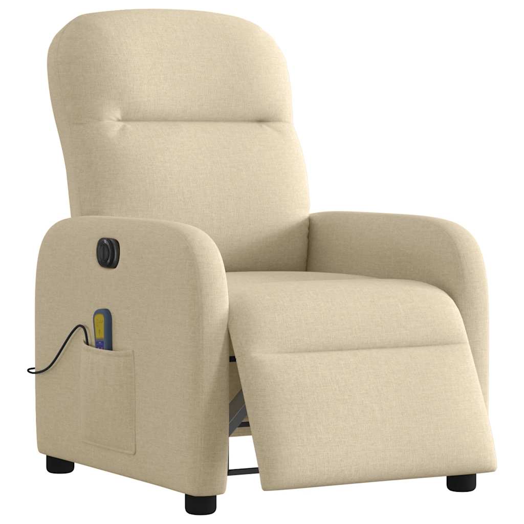 Massagestoel elektrisch verstelbaar stof crèmekleurig is nu te koop bij PeponiXL, paradijselijk wonen!