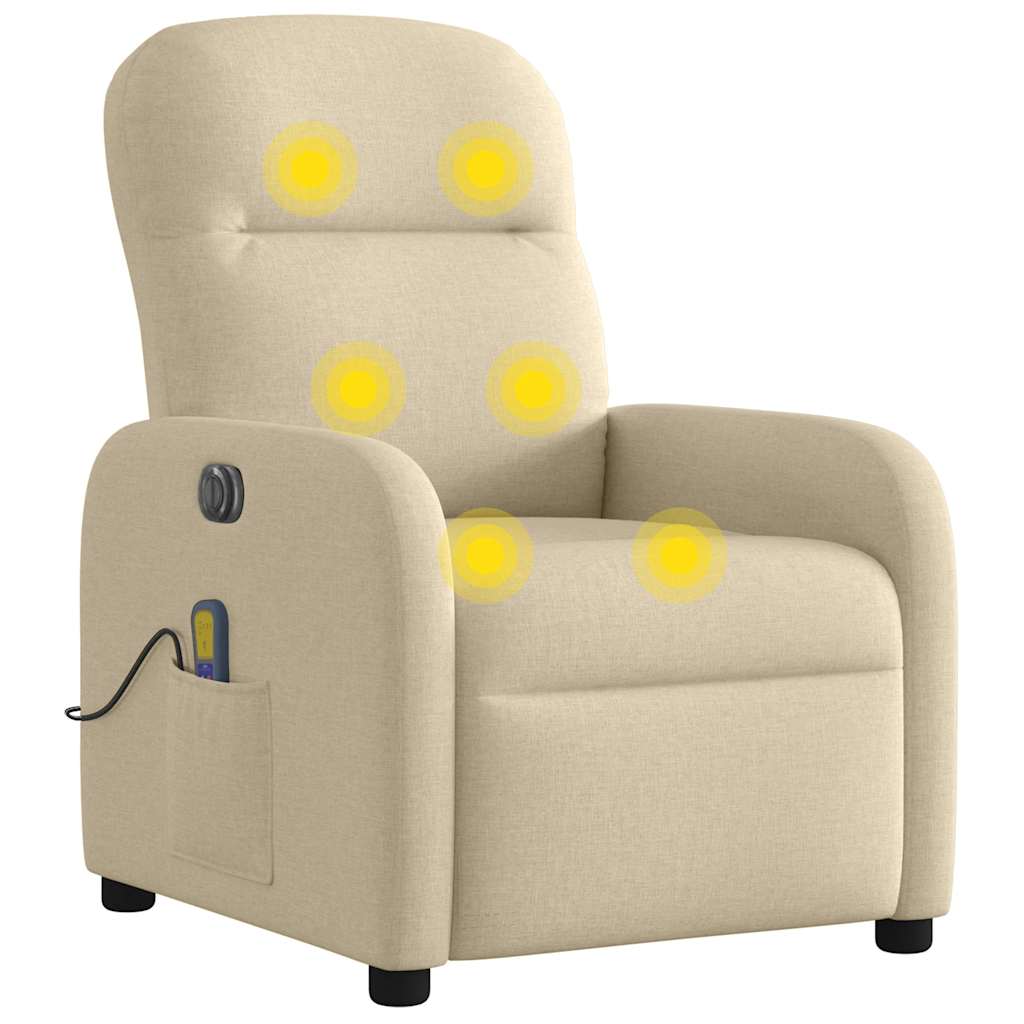 Massagestoel elektrisch verstelbaar stof crèmekleurig is nu te koop bij PeponiXL, paradijselijk wonen!
