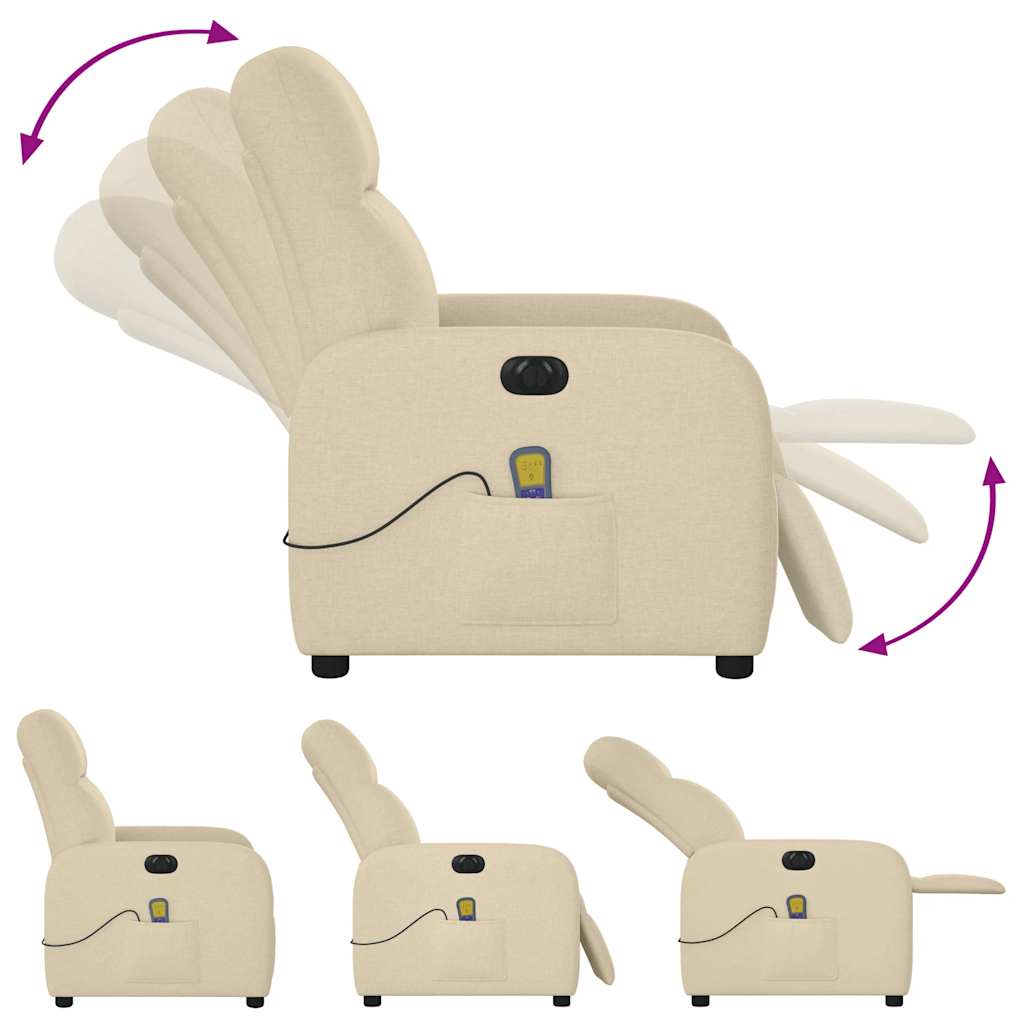 Massagestoel elektrisch verstelbaar stof crèmekleurig is nu te koop bij PeponiXL, paradijselijk wonen!
