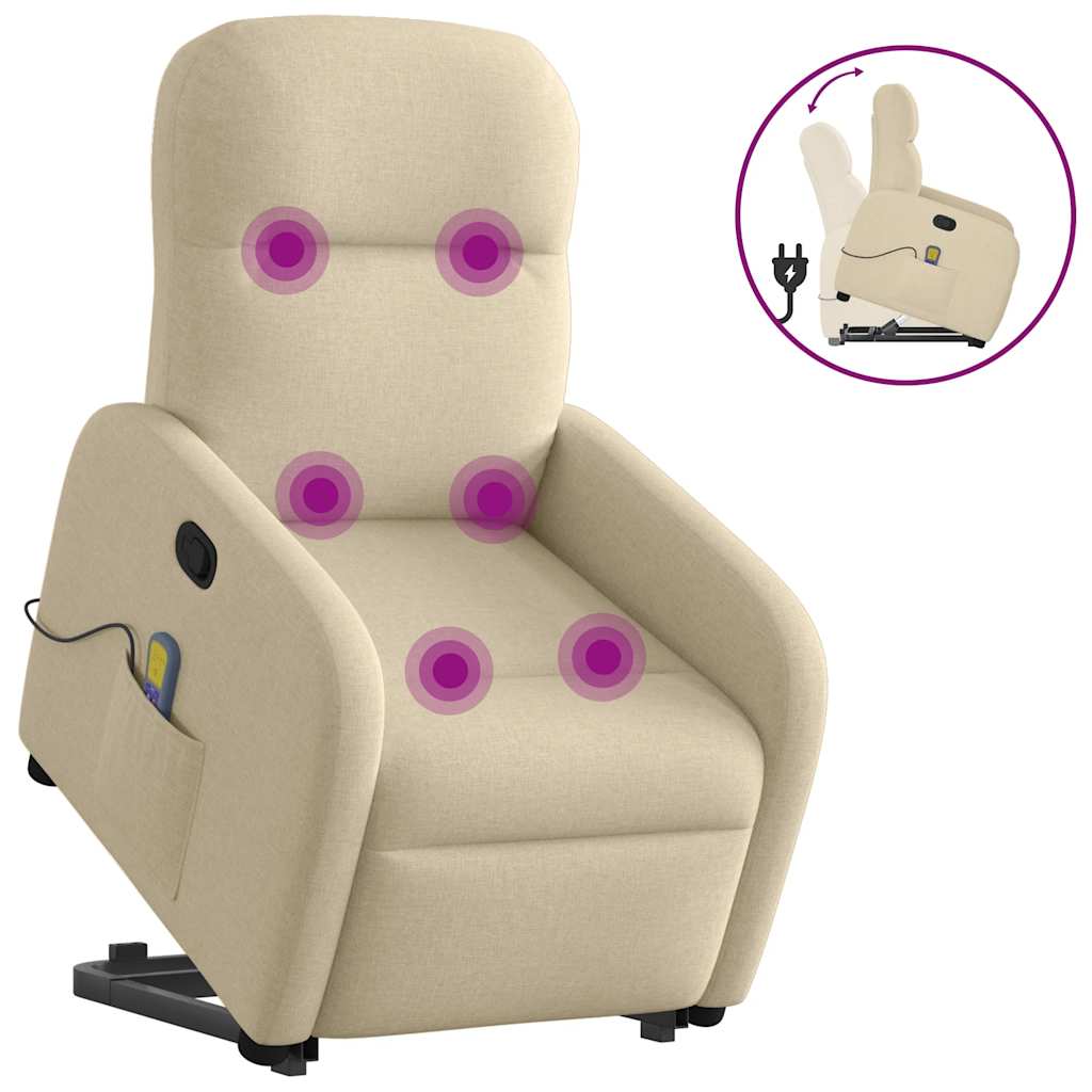 Sta-op-massagestoel verstelbaar stof crèmekleurig is nu te koop bij PeponiXL, paradijselijk wonen!