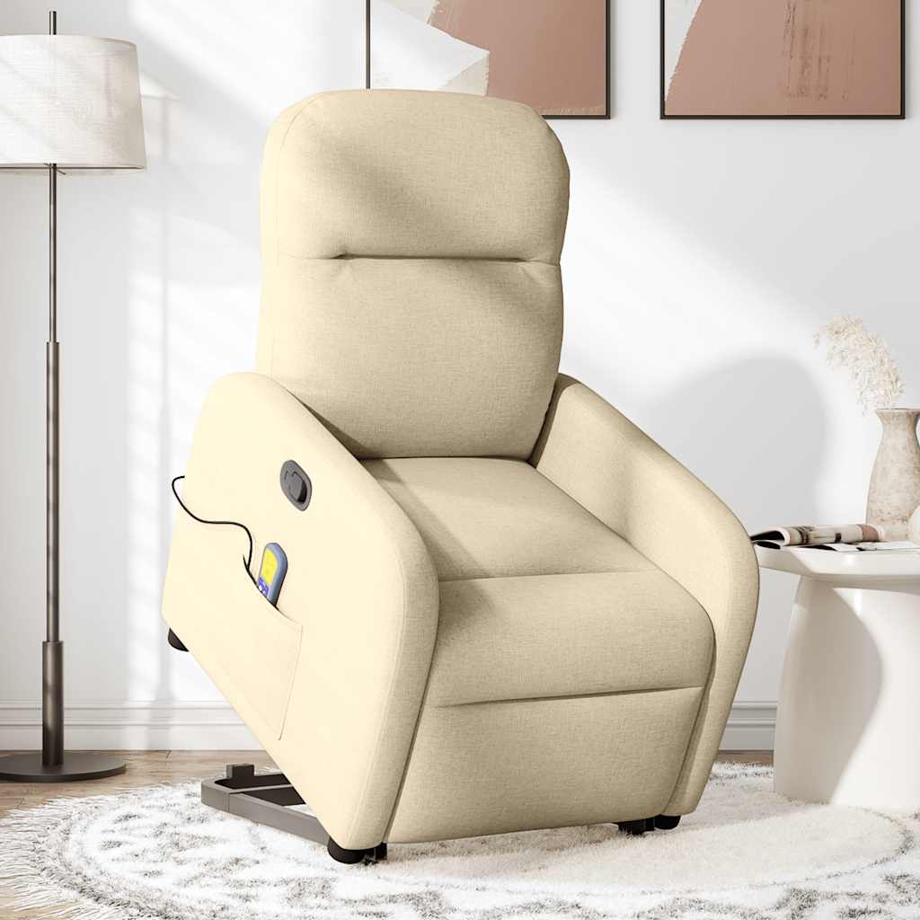 Sta-op-massagestoel verstelbaar stof crèmekleurig is nu te koop bij PeponiXL, paradijselijk wonen!