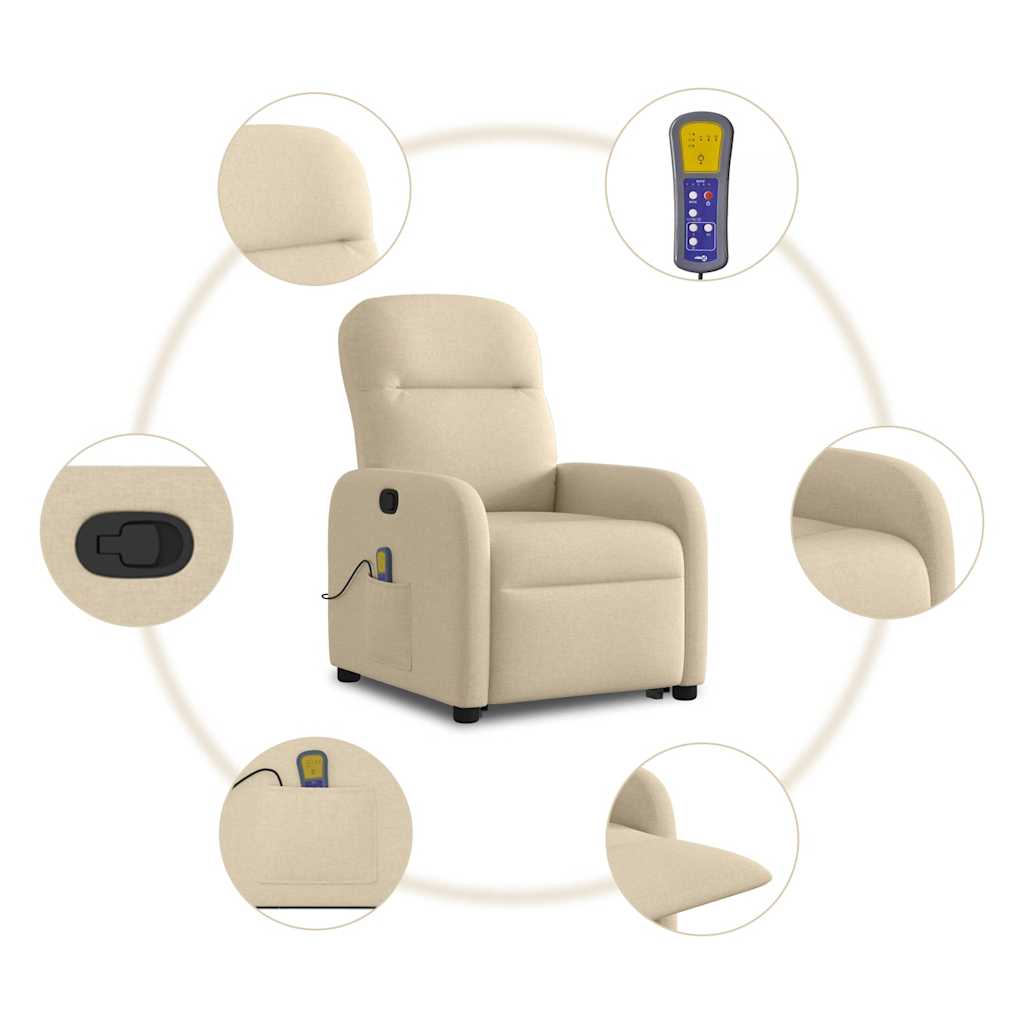 Sta-op-massagestoel verstelbaar stof crèmekleurig is nu te koop bij PeponiXL, paradijselijk wonen!
