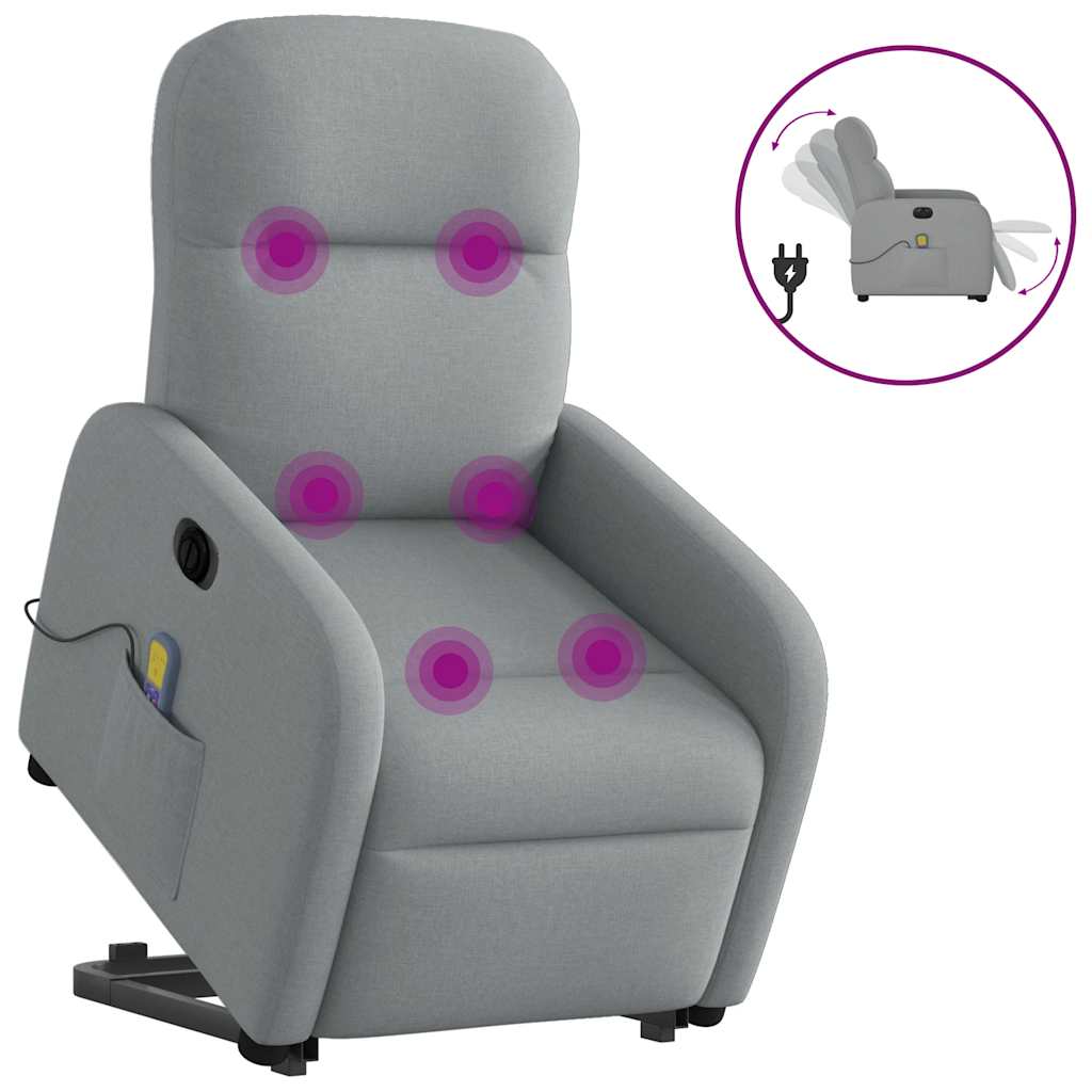 Sta-op-massagestoel elektrisch verstelbaar stof lichtgrijs is nu te koop bij PeponiXL, paradijselijk wonen!