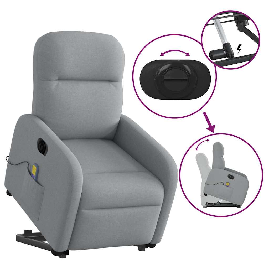 Sta-op-massagestoel elektrisch verstelbaar stof lichtgrijs is nu te koop bij PeponiXL, paradijselijk wonen!