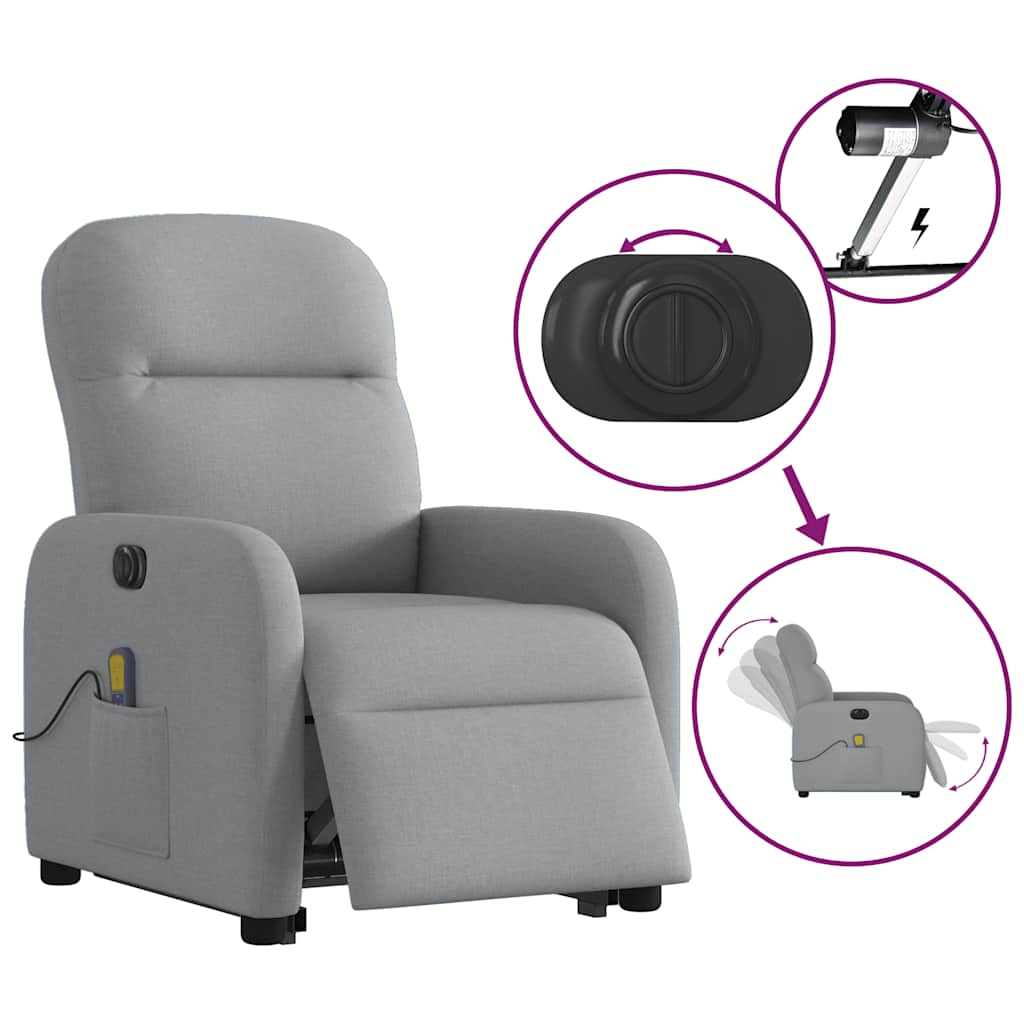 Sta-op-massagestoel elektrisch verstelbaar stof lichtgrijs is nu te koop bij PeponiXL, paradijselijk wonen!