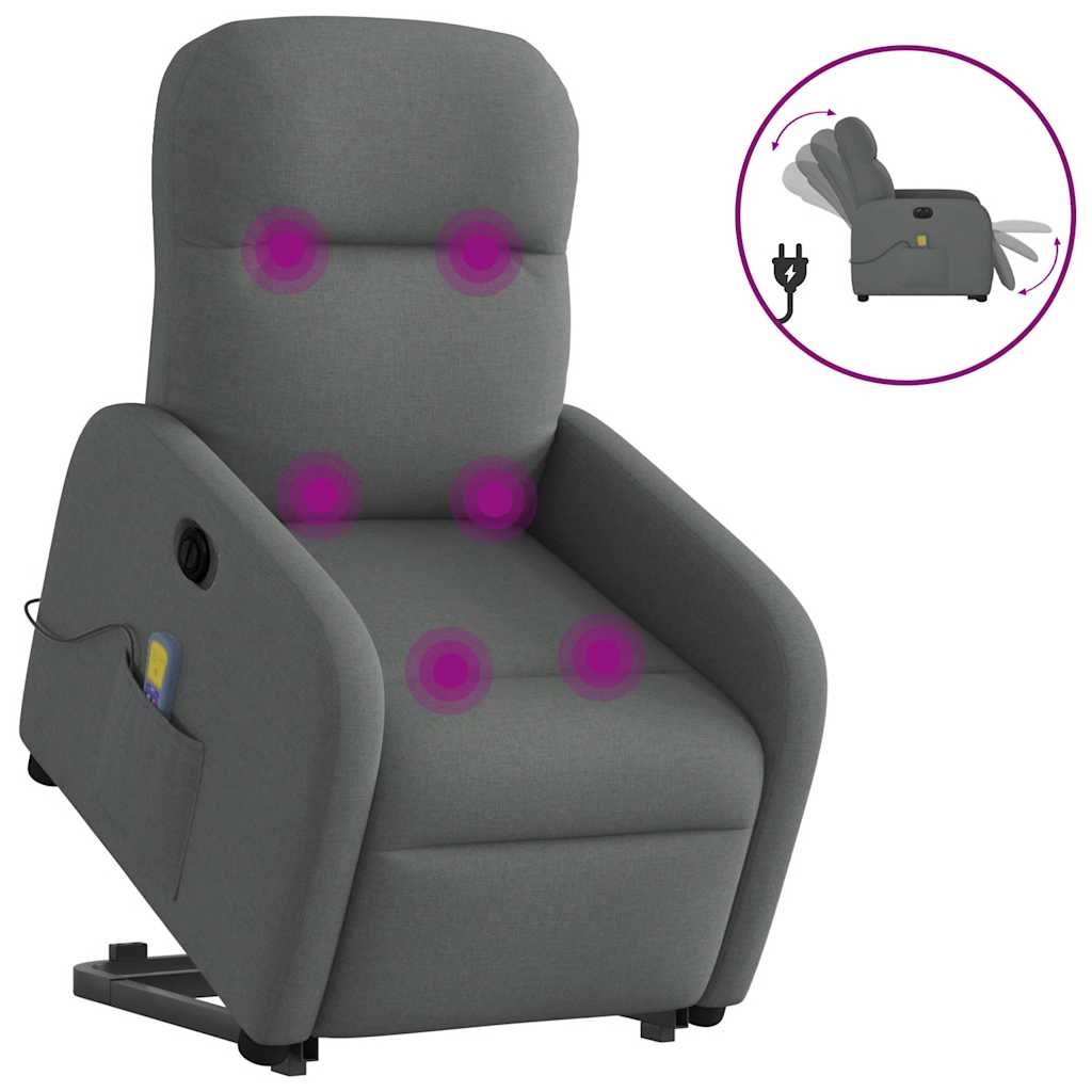 Sta-op-massagestoel elektrisch verstelbaar stof donkergrijs is nu te koop bij PeponiXL, paradijselijk wonen!