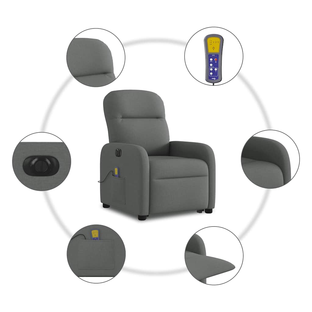 Sta-op-massagestoel elektrisch verstelbaar stof donkergrijs is nu te koop bij PeponiXL, paradijselijk wonen!