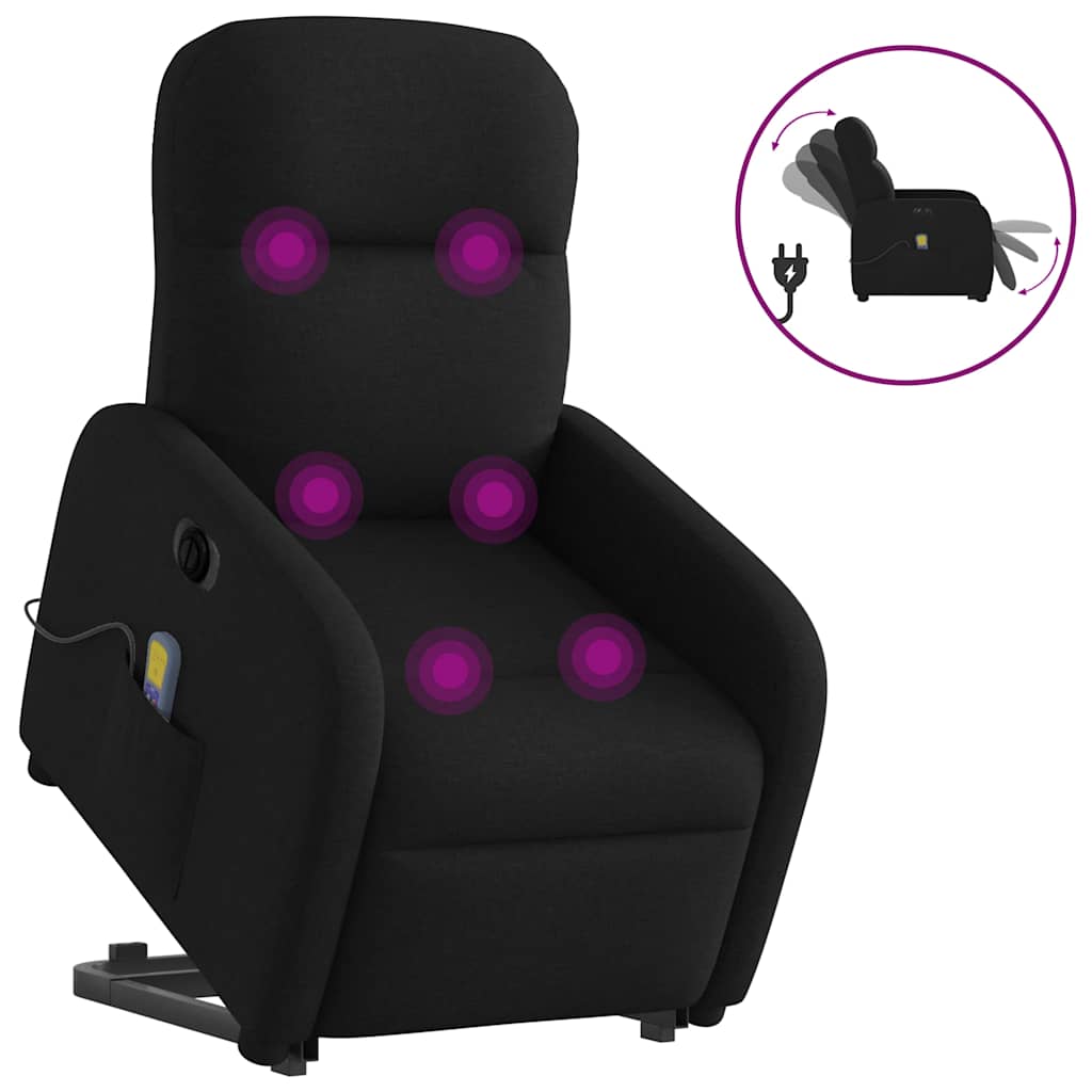 Sta-op-massagestoel elektrisch verstelbaar stof zwart is nu te koop bij PeponiXL, paradijselijk wonen!