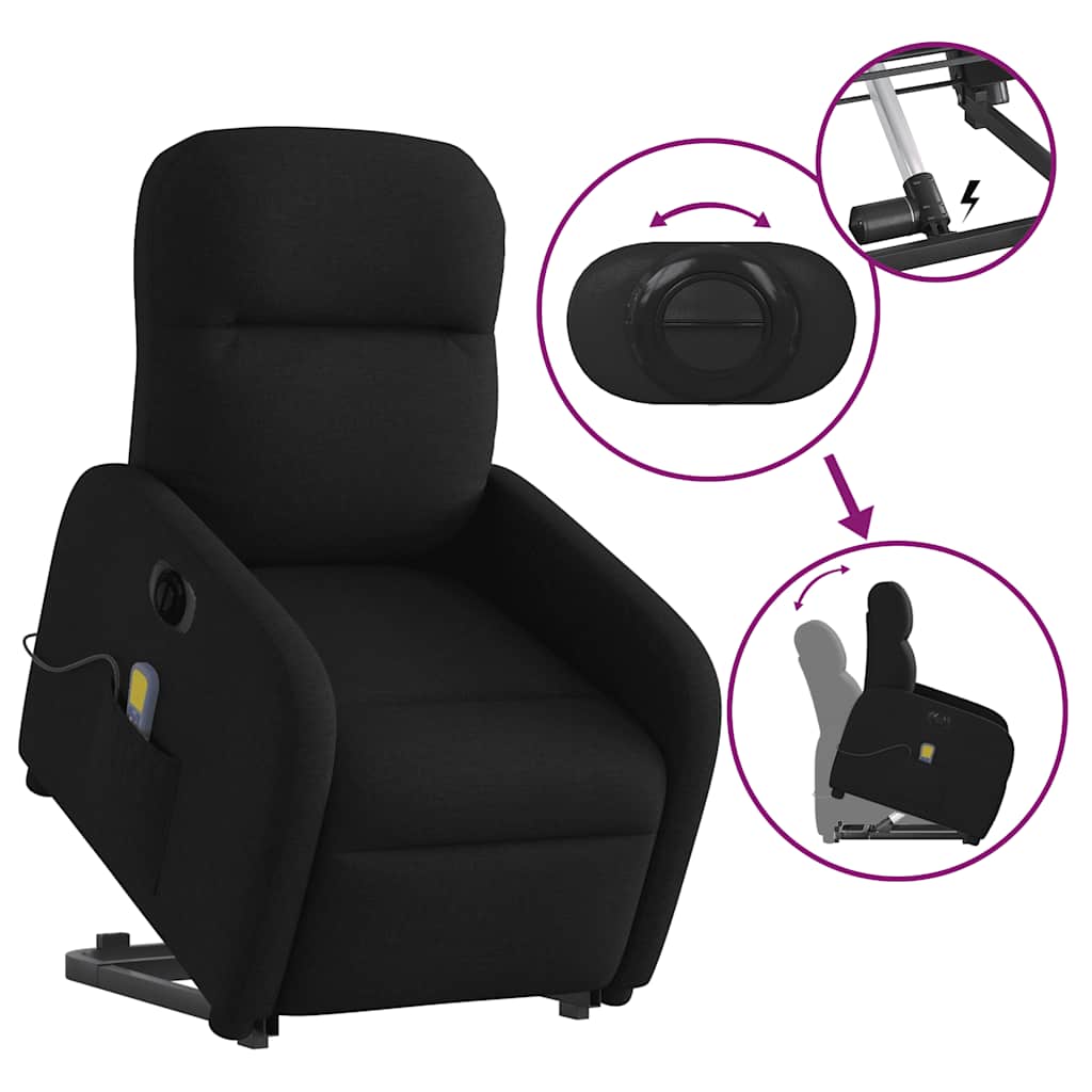 Sta-op-massagestoel elektrisch verstelbaar stof zwart is nu te koop bij PeponiXL, paradijselijk wonen!