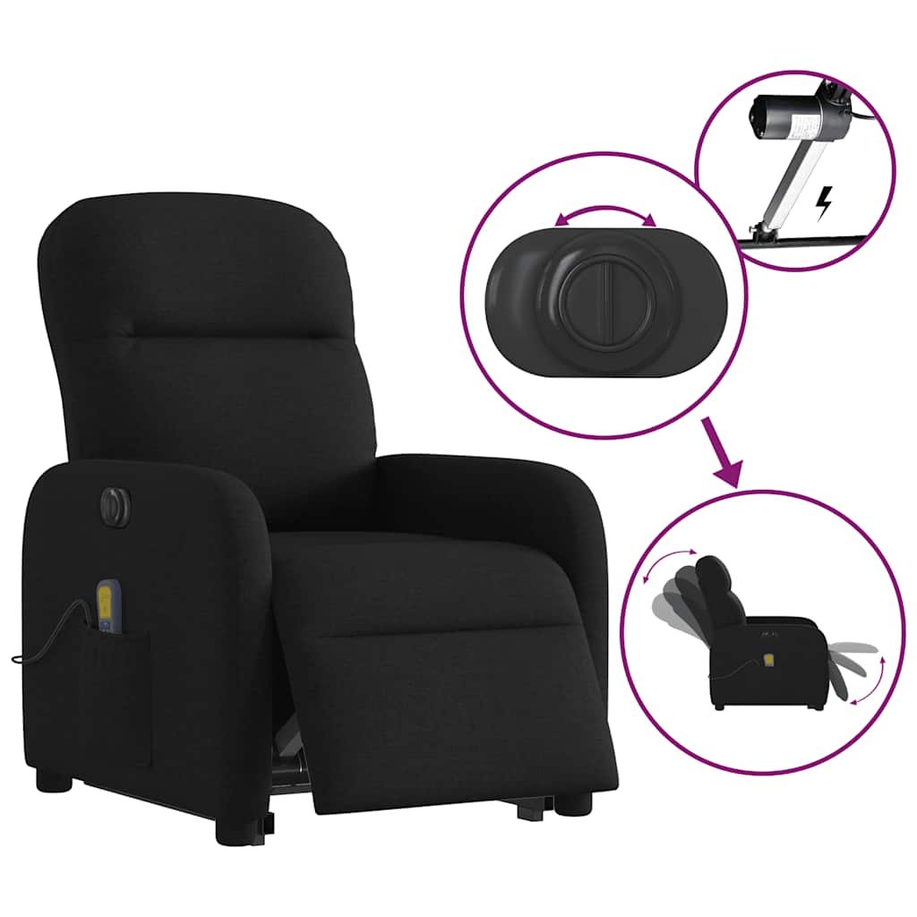 Sta-op-massagestoel elektrisch verstelbaar stof zwart is nu te koop bij PeponiXL, paradijselijk wonen!