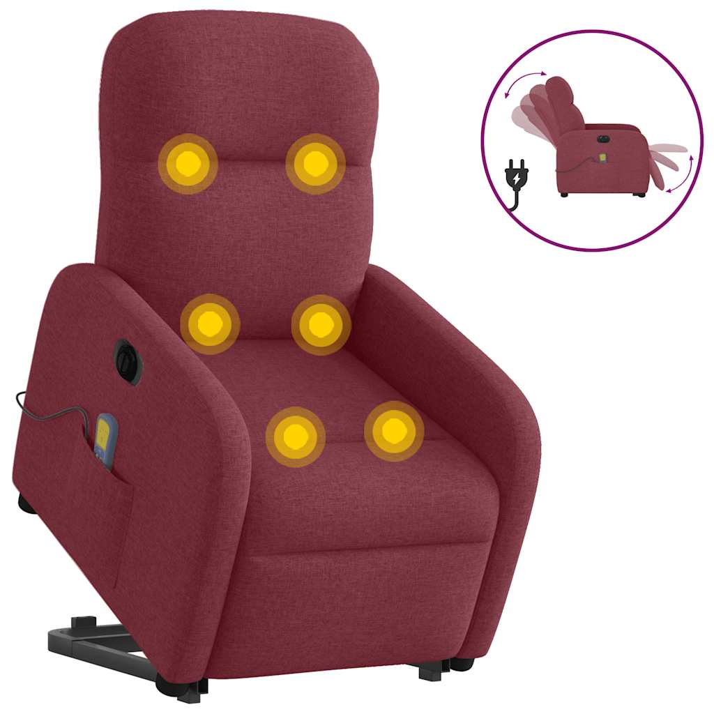 Sta-op-massagestoel elektrisch verstelbaar stof wijnrood is nu te koop bij PeponiXL, paradijselijk wonen!