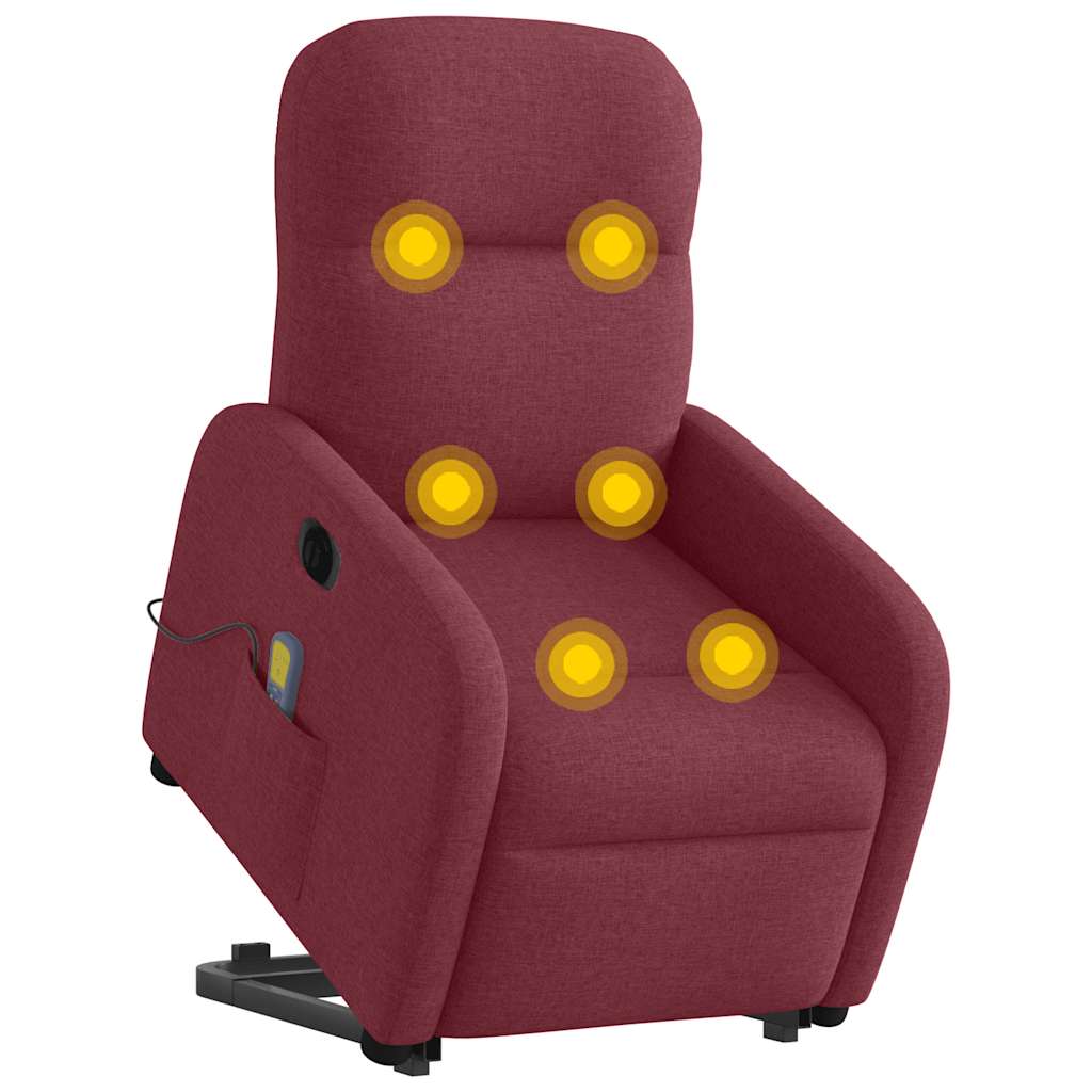 Sta-op-massagestoel elektrisch verstelbaar stof wijnrood is nu te koop bij PeponiXL, paradijselijk wonen!