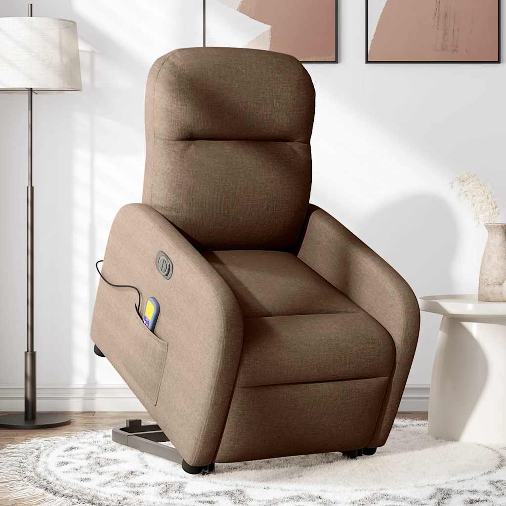 Sta-op-massagestoel elektrisch verstelbaar stof bruin is nu te koop bij PeponiXL, paradijselijk wonen!