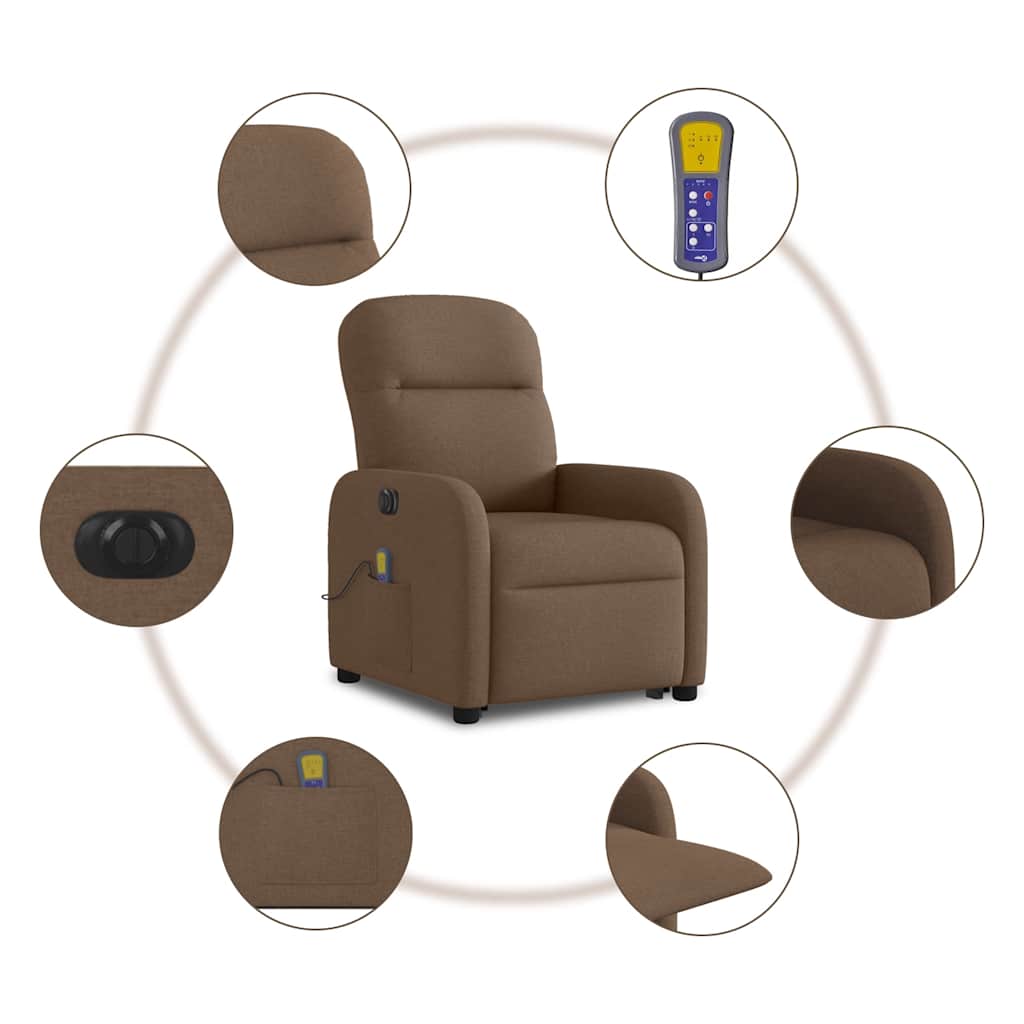 Sta-op-massagestoel elektrisch verstelbaar stof bruin is nu te koop bij PeponiXL, paradijselijk wonen!