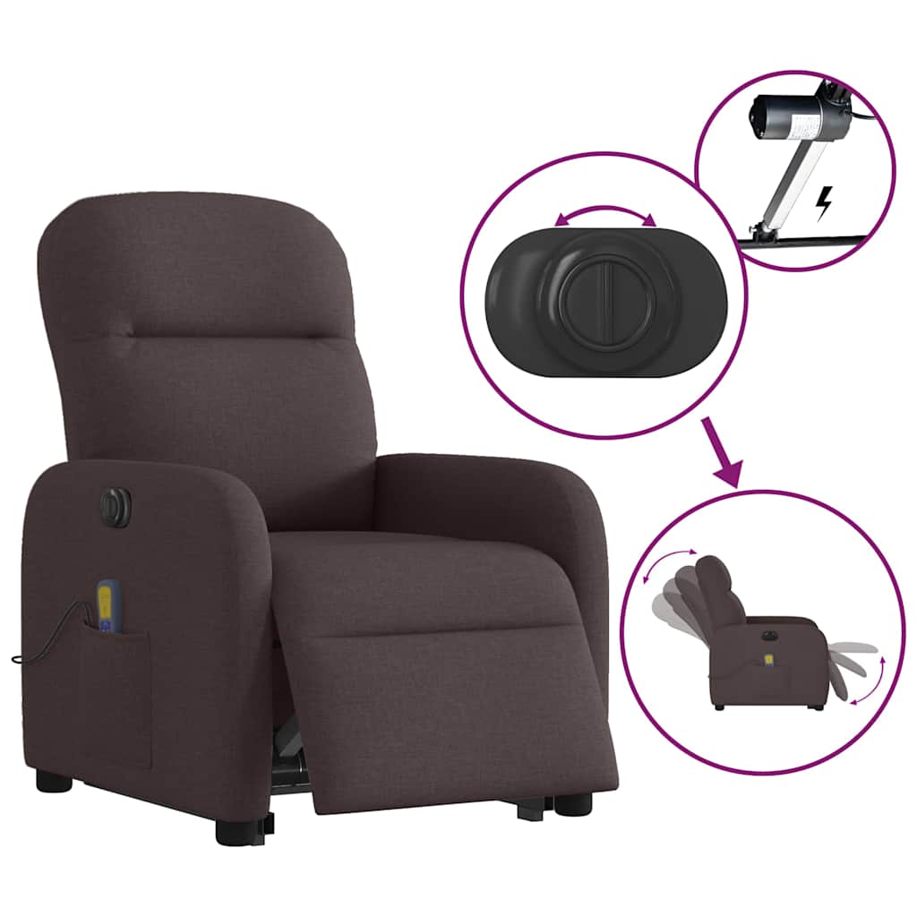 Sta-op-massagestoel elektrisch verstelbaar stof donkerbruin is nu te koop bij PeponiXL, paradijselijk wonen!