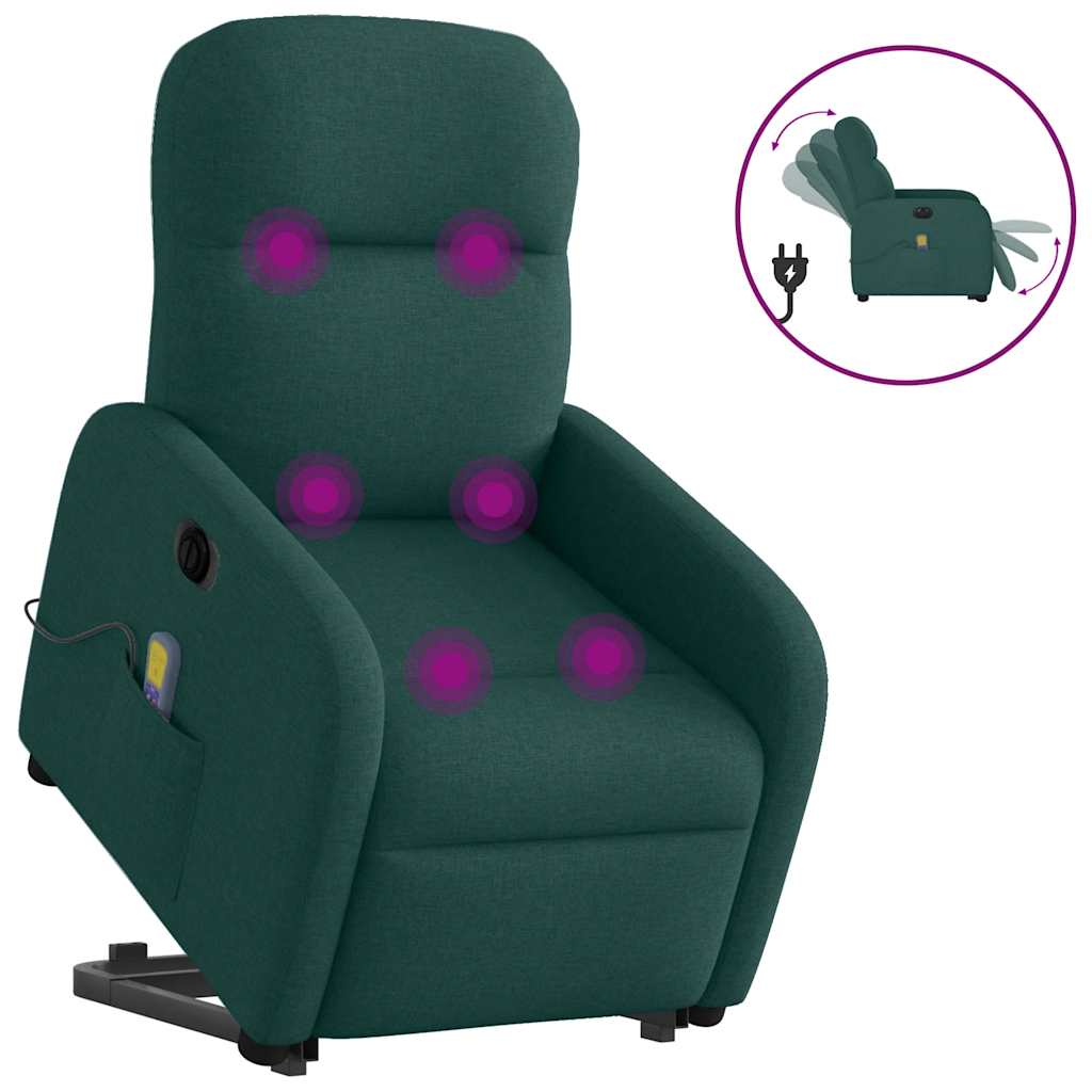 Sta-op-massagestoel elektrisch verstelbaar stof donkergroen is nu te koop bij PeponiXL, paradijselijk wonen!