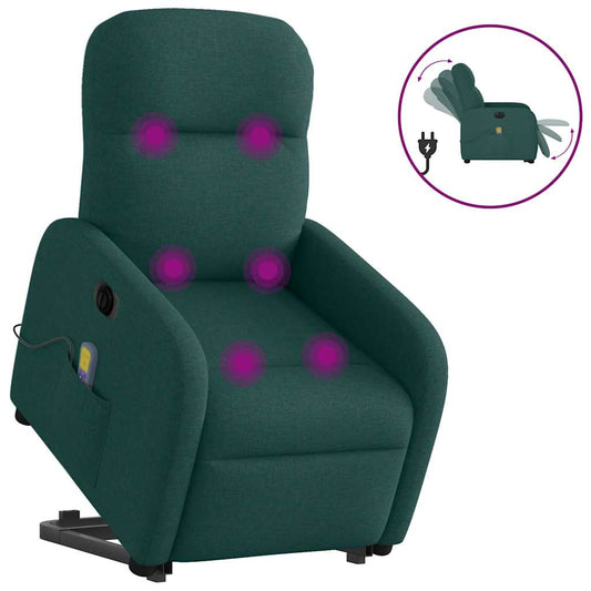 Sta-op-massagestoel elektrisch verstelbaar stof donkergroen is nu te koop bij PeponiXL, paradijselijk wonen!
