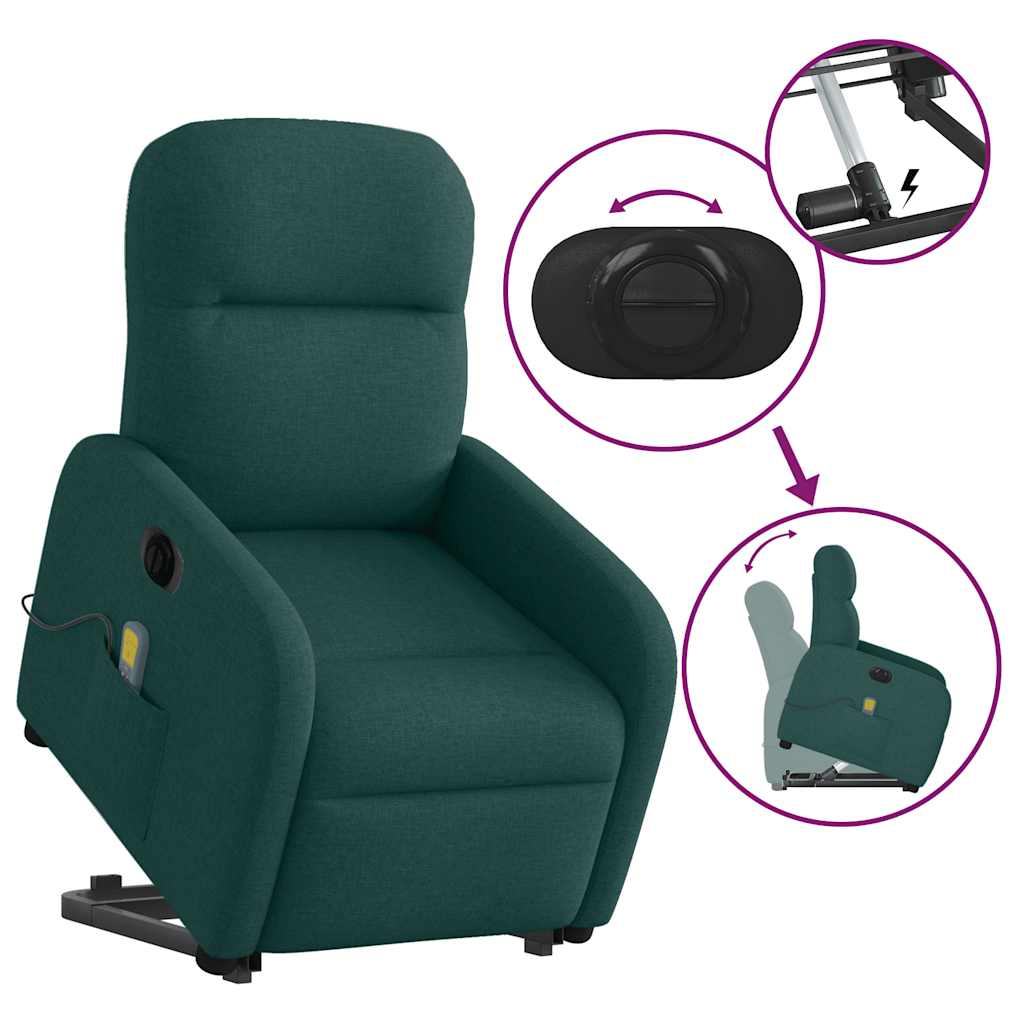 Sta-op-massagestoel elektrisch verstelbaar stof donkergroen is nu te koop bij PeponiXL, paradijselijk wonen!