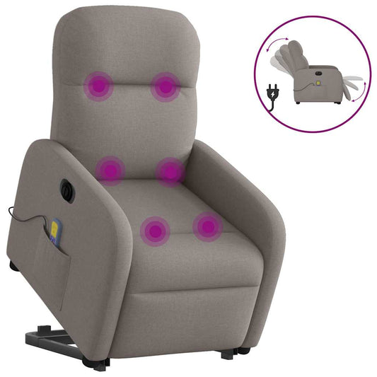 Sta-op-massagestoel elektrisch verstelbaar stof taupe is nu te koop bij PeponiXL, paradijselijk wonen!