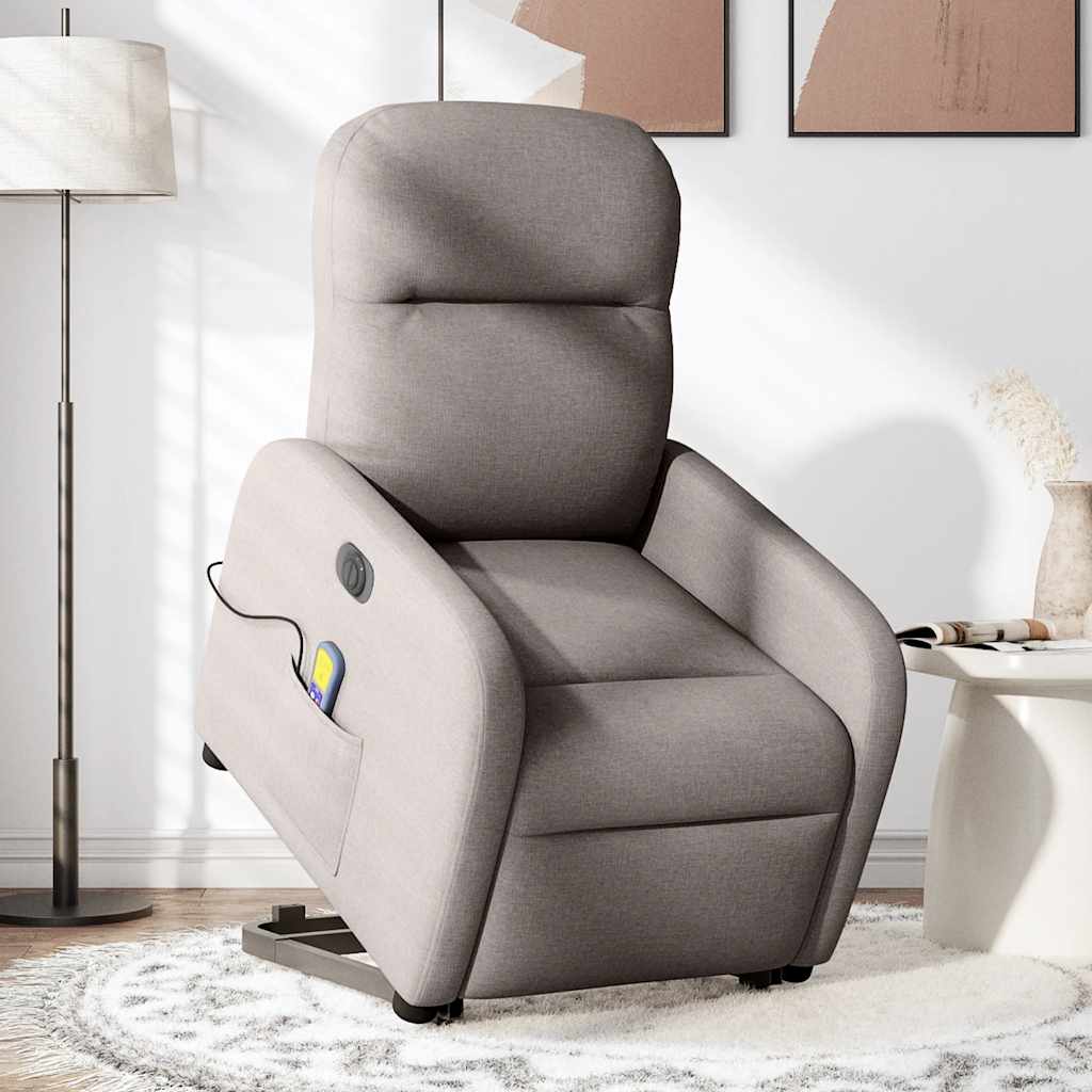 Sta-op-massagestoel elektrisch verstelbaar stof taupe is nu te koop bij PeponiXL, paradijselijk wonen!
