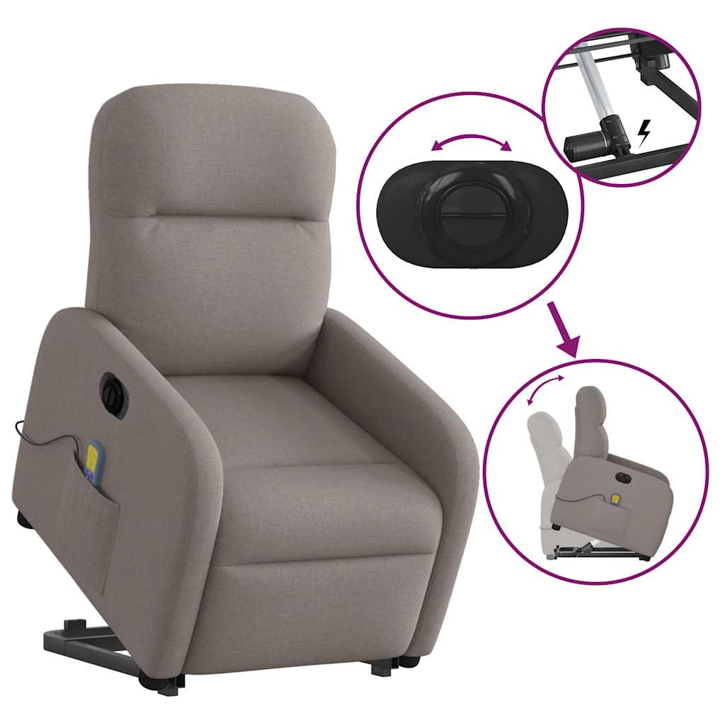 Sta-op-massagestoel elektrisch verstelbaar stof taupe is nu te koop bij PeponiXL, paradijselijk wonen!