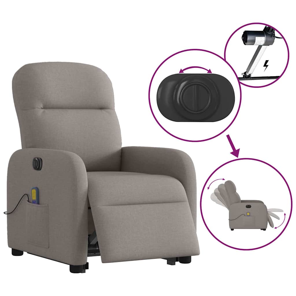 Sta-op-massagestoel elektrisch verstelbaar stof taupe is nu te koop bij PeponiXL, paradijselijk wonen!
