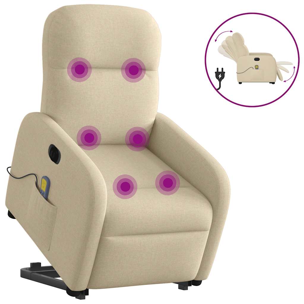 Sta-op-massagestoel elektrisch verstelbaar stof crèmekleurig is nu te koop bij PeponiXL, paradijselijk wonen!
