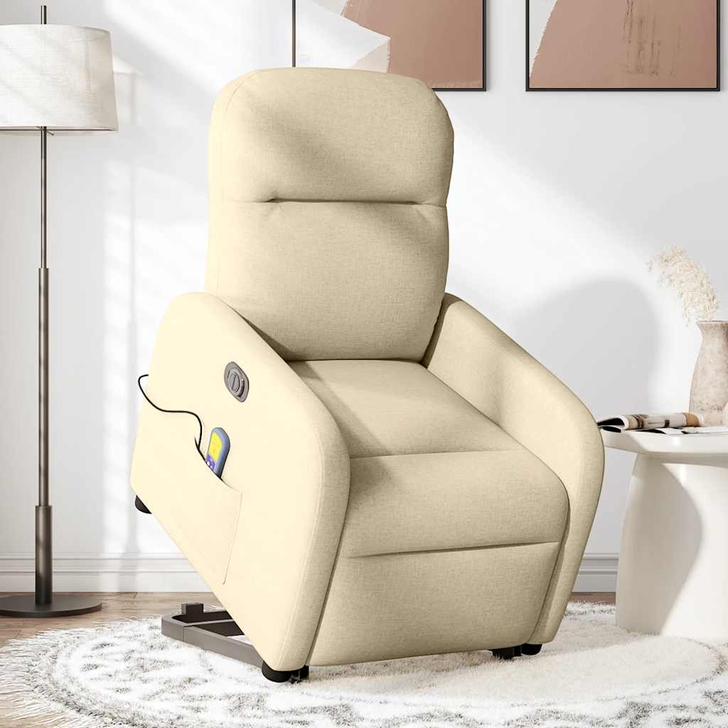 Sta-op-massagestoel elektrisch verstelbaar stof crèmekleurig is nu te koop bij PeponiXL, paradijselijk wonen!
