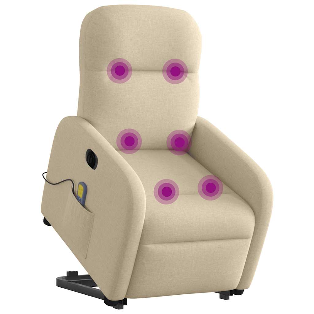 Sta-op-massagestoel elektrisch verstelbaar stof crèmekleurig is nu te koop bij PeponiXL, paradijselijk wonen!