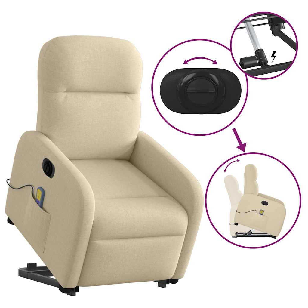 Sta-op-massagestoel elektrisch verstelbaar stof crèmekleurig is nu te koop bij PeponiXL, paradijselijk wonen!