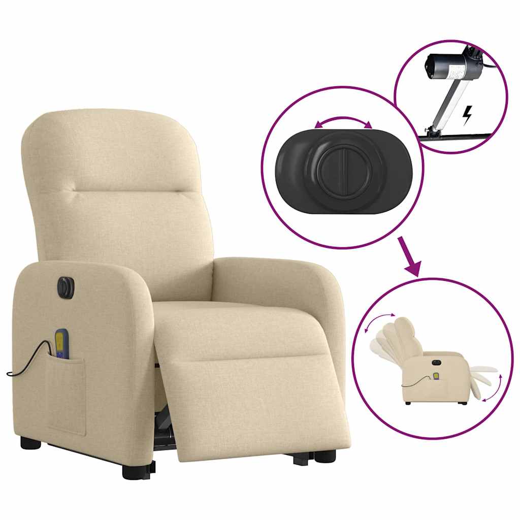 Sta-op-massagestoel elektrisch verstelbaar stof crèmekleurig is nu te koop bij PeponiXL, paradijselijk wonen!