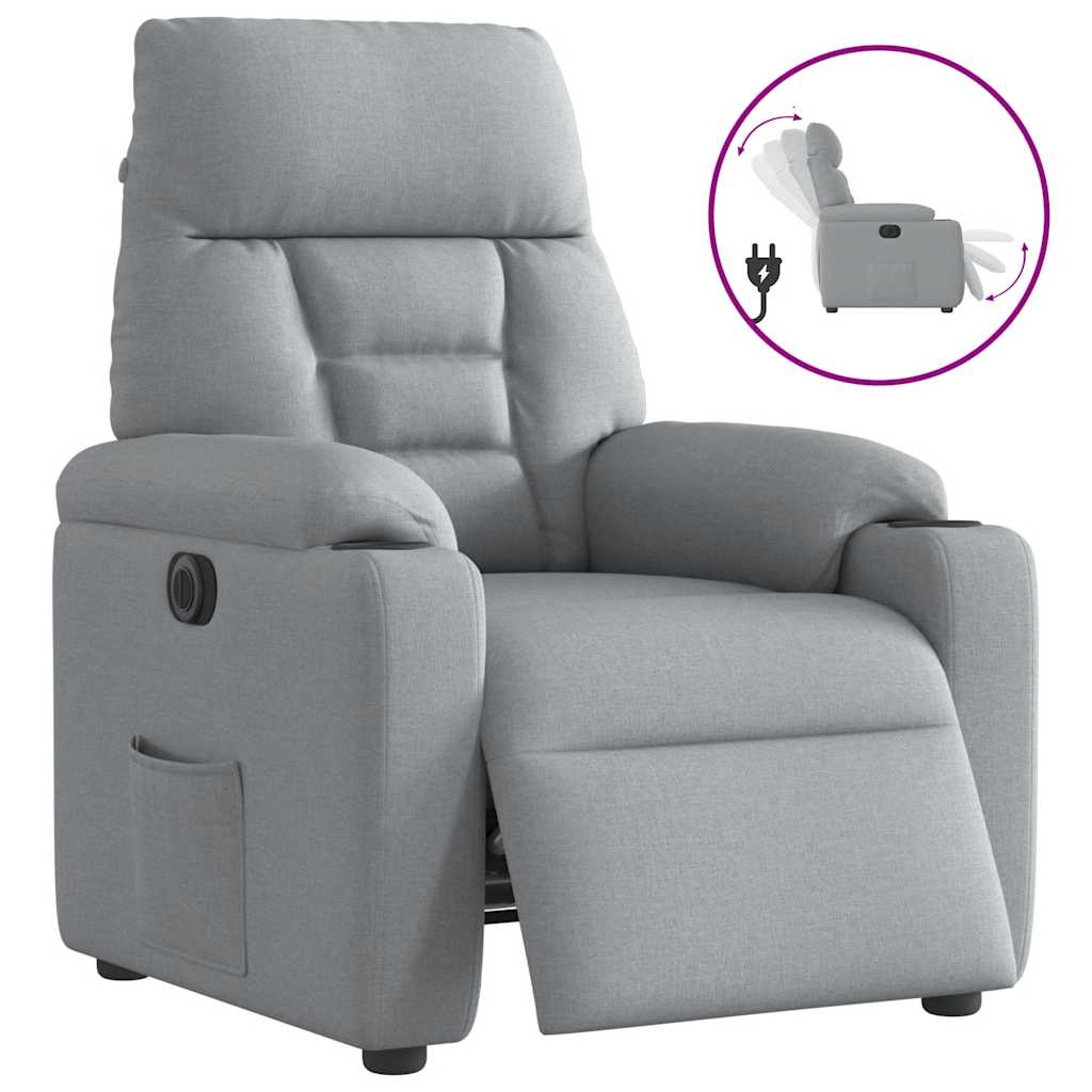 Fauteuil elektrisch verstelbaar stof lichtgrijs is nu te koop bij PeponiXL, paradijselijk wonen!
