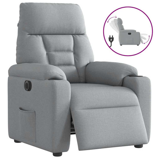 Fauteuil elektrisch verstelbaar stof lichtgrijs is nu te koop bij PeponiXL, paradijselijk wonen!